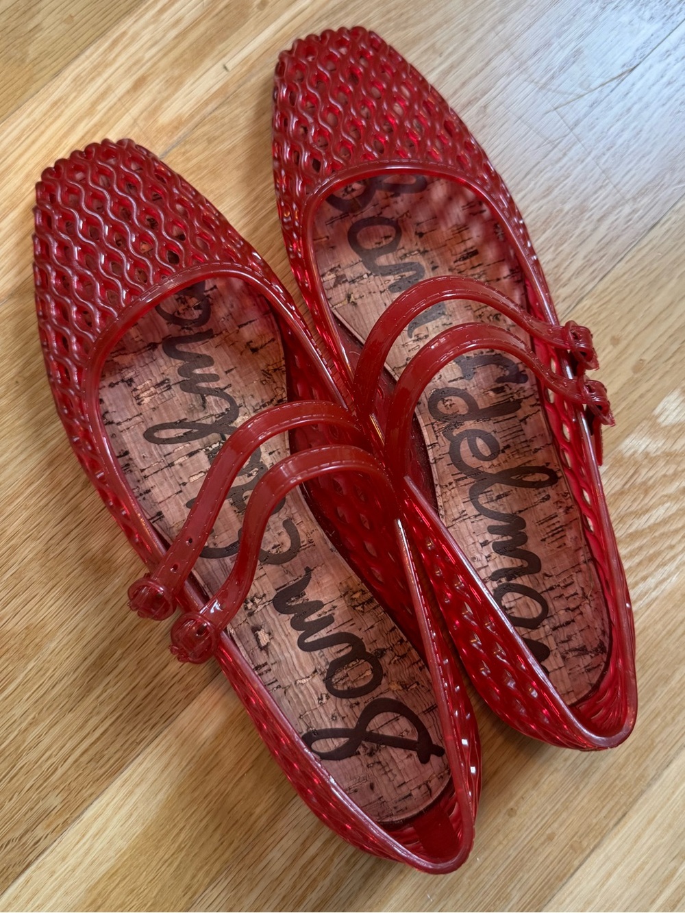 Sam Edelman Red Jelly Flats, Cork Sole